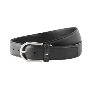 Horseshoe buckle gray 35 mm leather belt