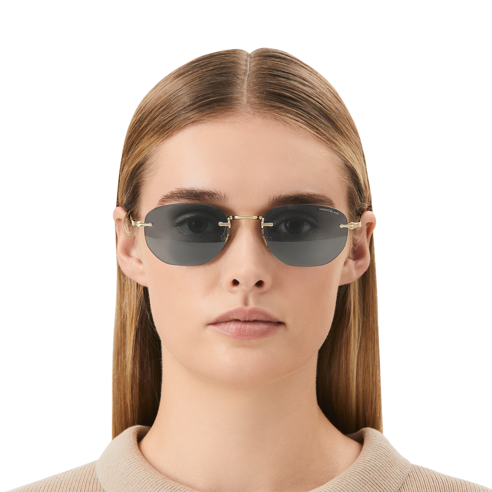 Rectangular Sunglasses with Gold Coloured Metal Frame - 4