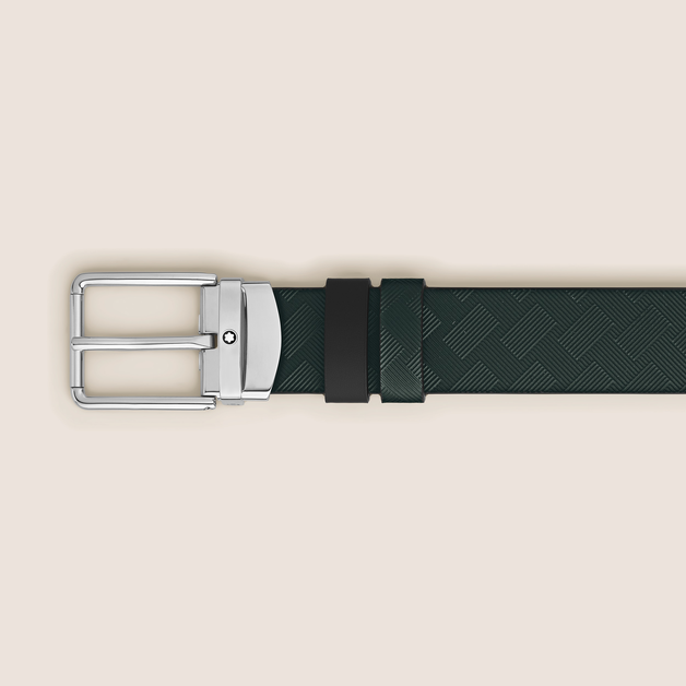 British green/black 30 mm reversible leather strap - 3