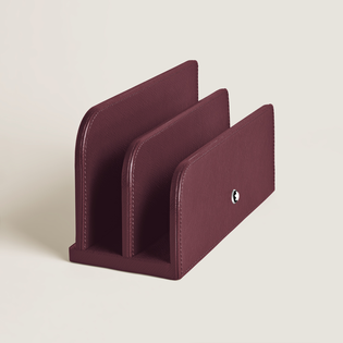 Letter Rack in Cassis Leather