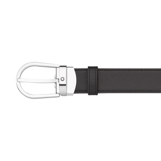 Horseshoe buckle black/brown 30 mm reversible leather belt