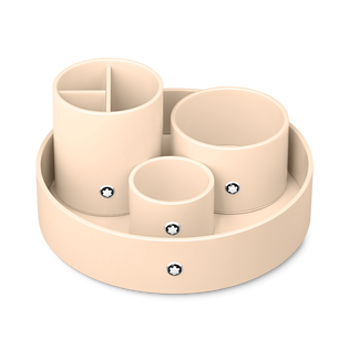 Round Desk Tray in Ivory Lacquered Wood (Small)