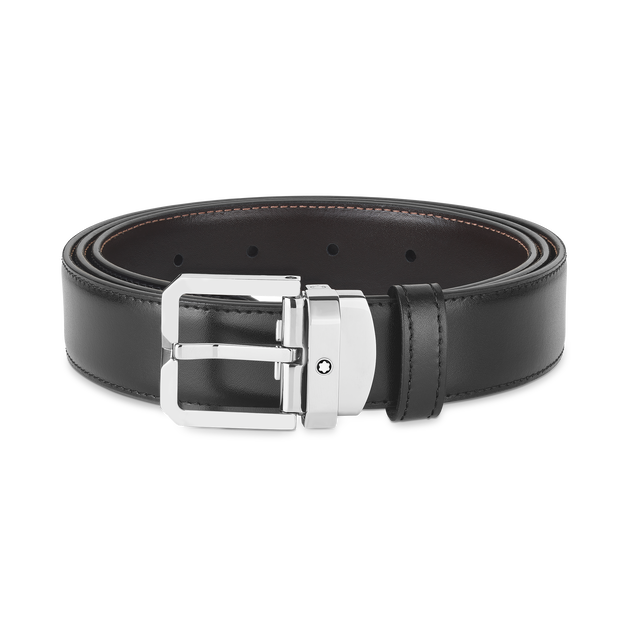 Black/brown 30 mm reversible leather belt - 1