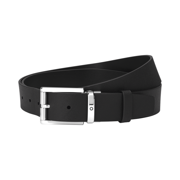 Black 35 mm leather belt - 1