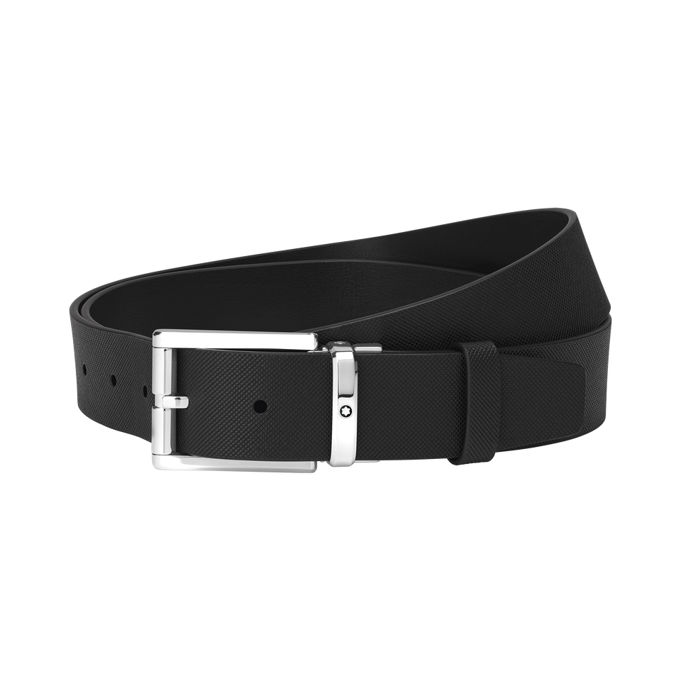 Black 35 mm leather belt - 1