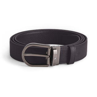 Horseshoe buckle night blue/black 35&nbsp;mm reversible leather belt