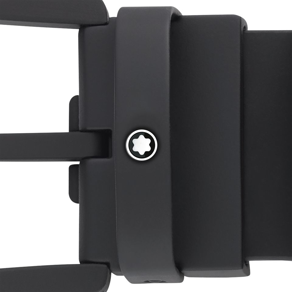 Horseshoe buckle black 35 mm leather belt - 4