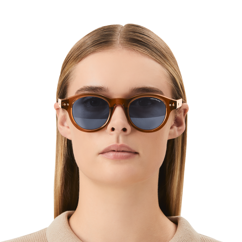 Round Sunglasses with Brown Coloured Acetate Frame - 4