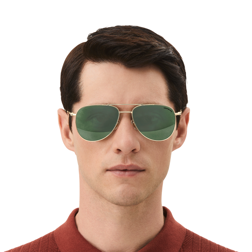Squared Sunglasses with Gold Coloured Metal Frame - 5