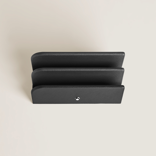 Letter Rack in Black Leather