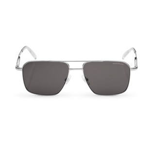 Rectangular Sunglasses with Silver Coloured Metal Frame