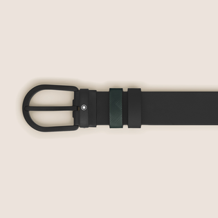 Horseshoe Buckle British Green/Black 30&nbsp;mm Reversible Leather Strap