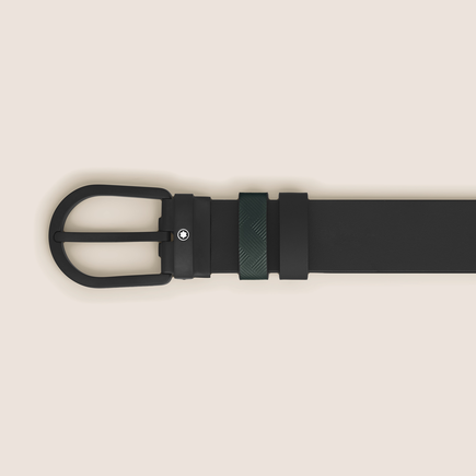 Horseshoe Buckle British Green/Black 30 mm Reversible Leather Strap