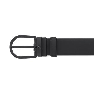 Horseshoe buckle black 35 mm leather belt