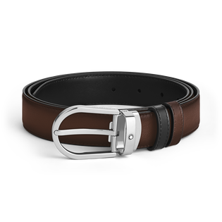 Horseshoe buckle brown/black 30mm reversible leather strap