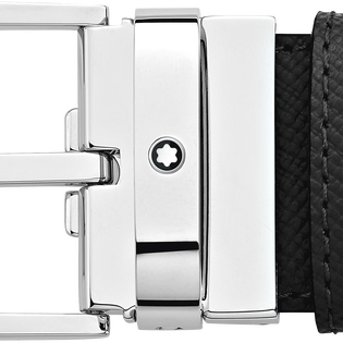 Black/blue 35 mm reversible leather belt
