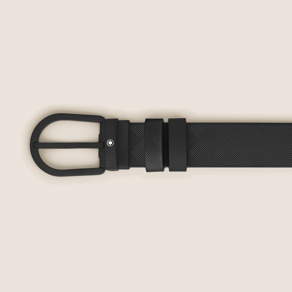 Horseshoe Buckle Black/Black 30&nbsp;mm Reversible Leather Strap - 3