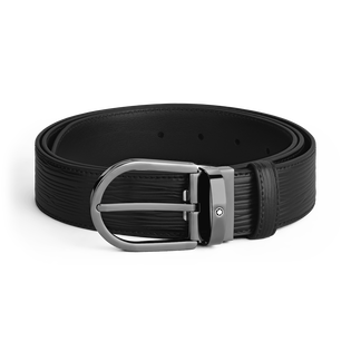 Horseshoe Buckle Black 35&nbsp;mm Leather Belt