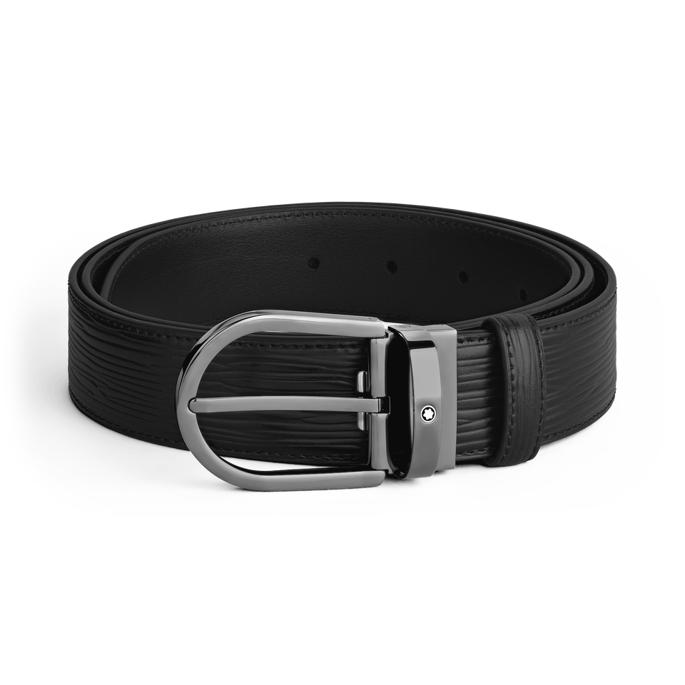 Horseshoe Buckle Black 35&nbsp;mm Leather Belt - 1