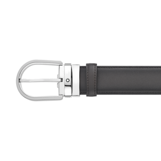 Horseshoe buckle grey 35 mm leather belt