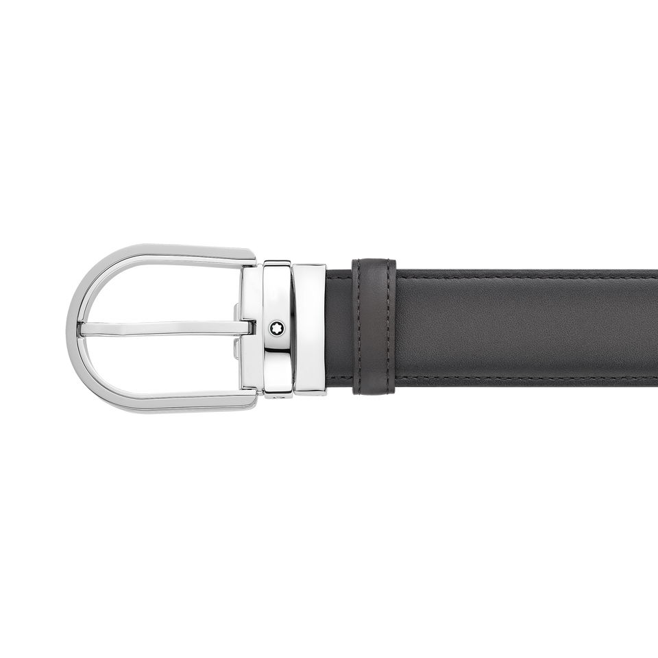 Horseshoe buckle grey 35 mm leather belt - 2