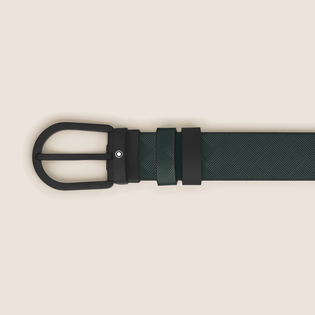 Horseshoe Buckle British Green/Black 30&nbsp;mm Reversible Leather Strap