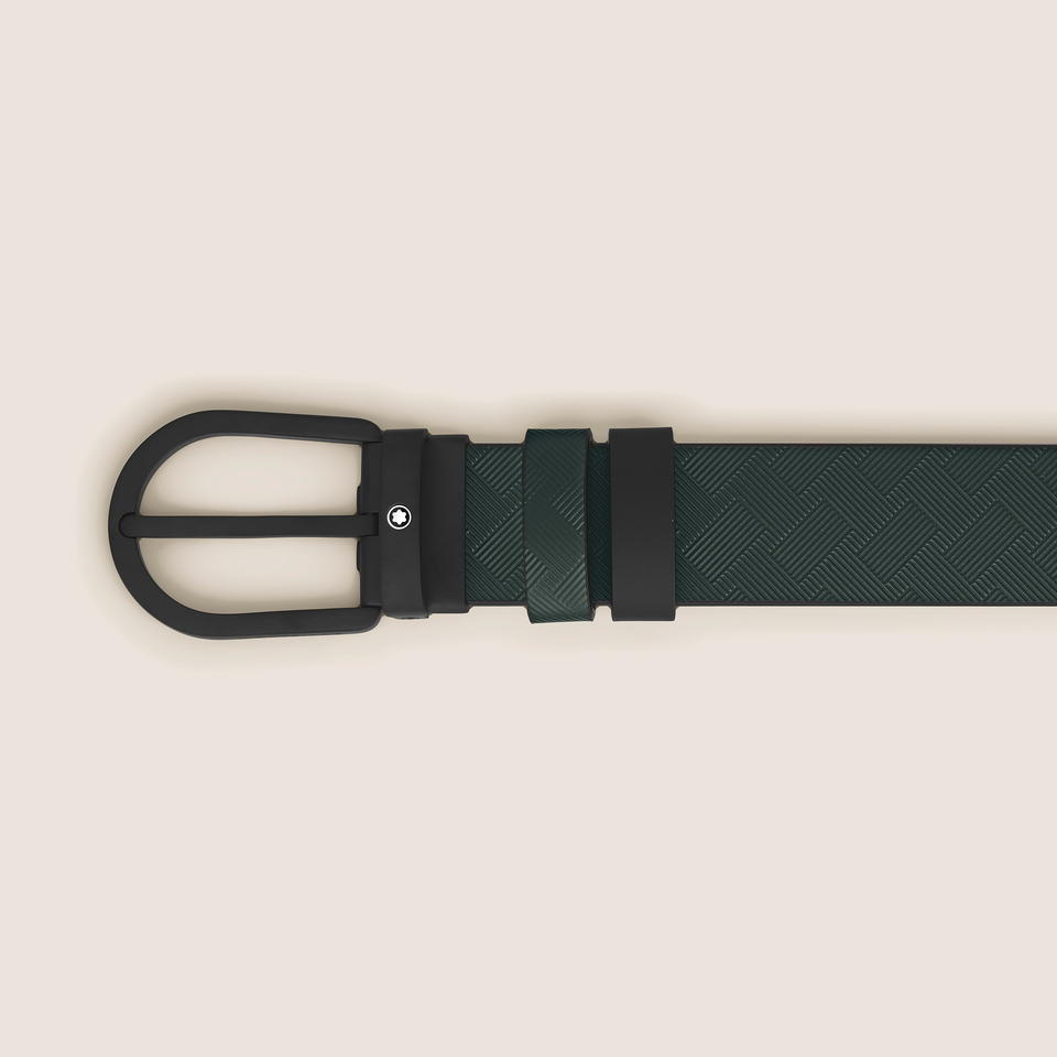 Horseshoe Buckle British Green/Black 30&nbsp;mm Reversible Leather Strap - 2