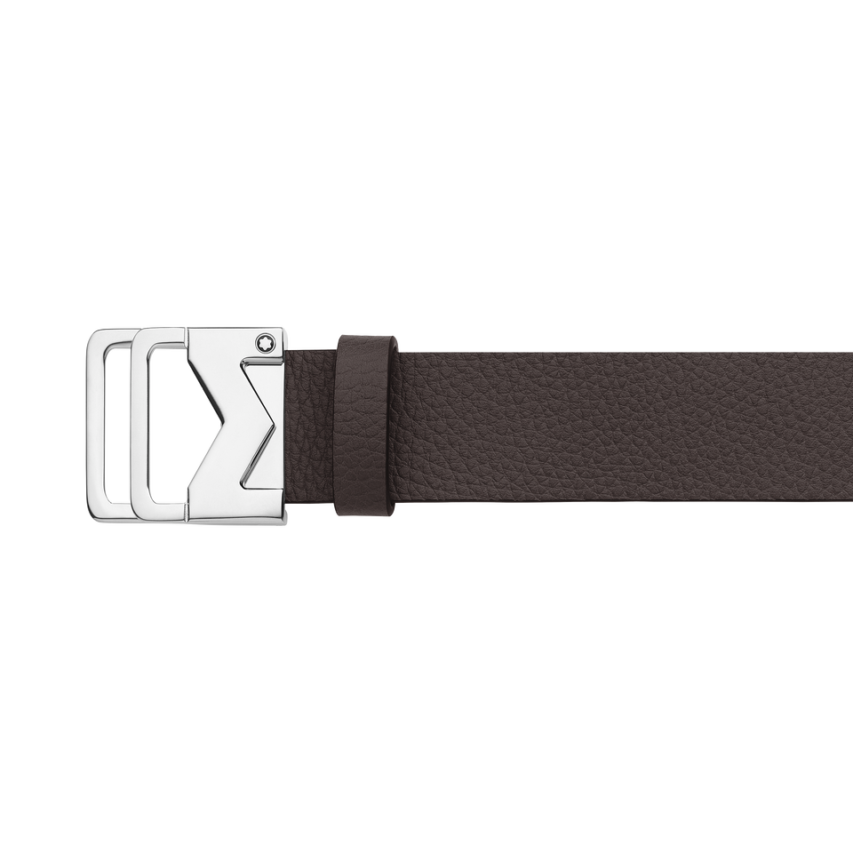 Grainy ebony 35mm leather belt - 3