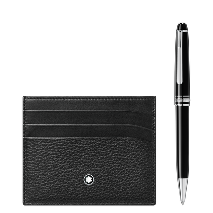 Set with Meisterstück Platinum-Coated Classique Ballpoint Pen and Meisterstück Soft Grain Pocket 6cc