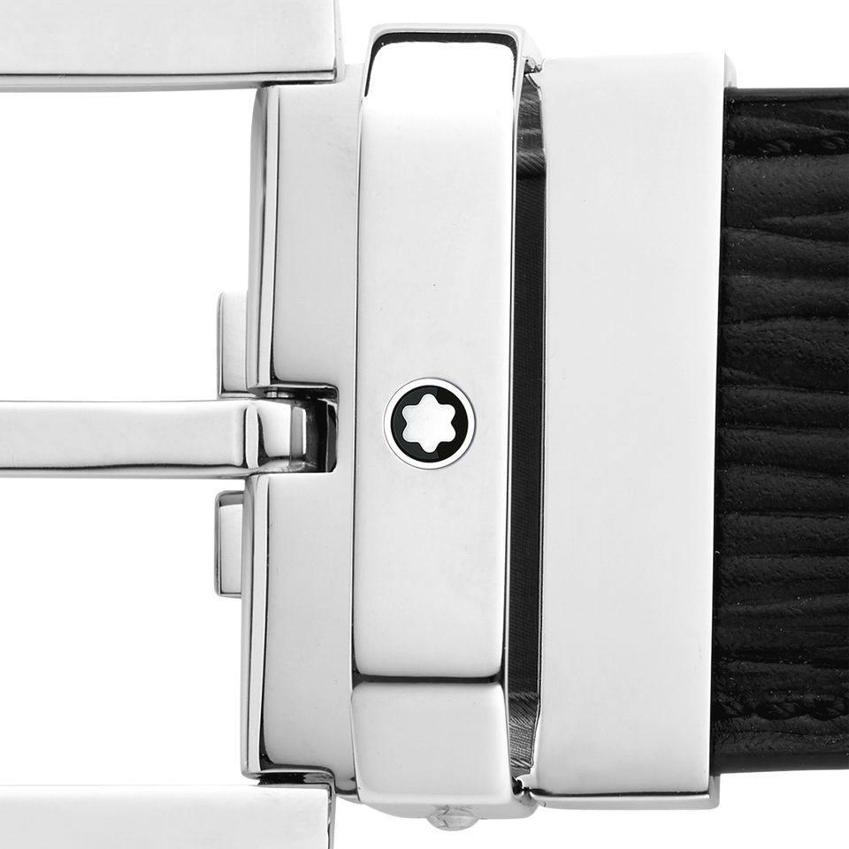 Black 35 mm leather belt - 4