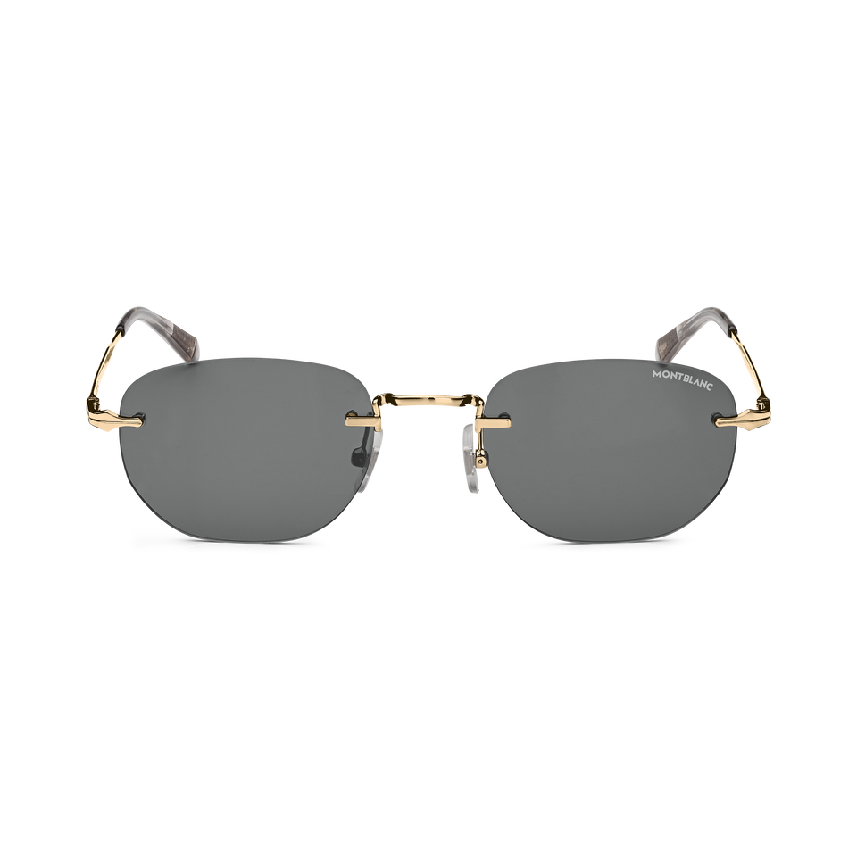 Rectangular Sunglasses with Gold Coloured Metal Frame - 1