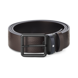 Brown/black 35 mm reversible leather belt