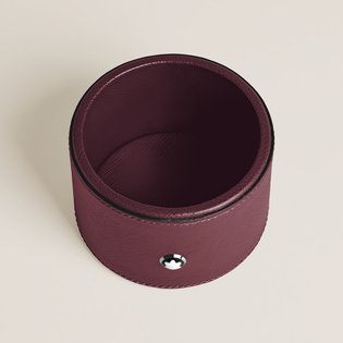 Round Desk tray in Cassis Leather (Medium)
