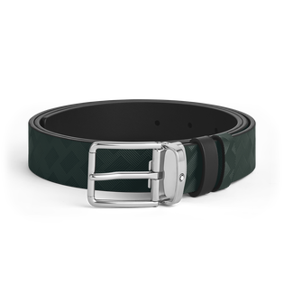 British green/black 30 mm reversible leather strap