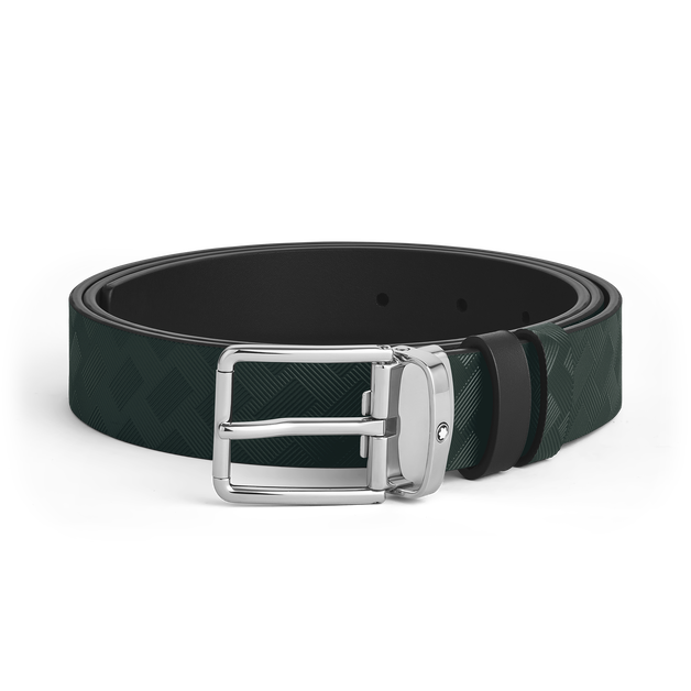 British green/black 30 mm reversible leather strap - 1