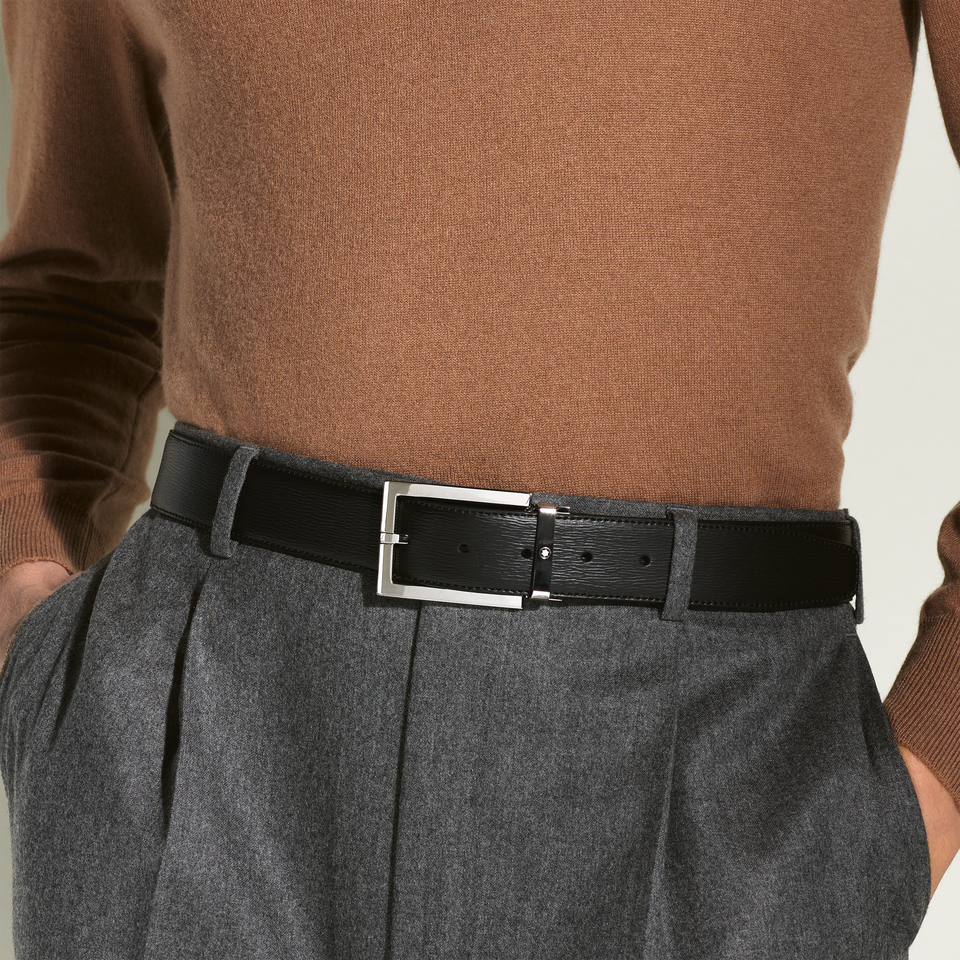 Black 35 mm leather belt - 2