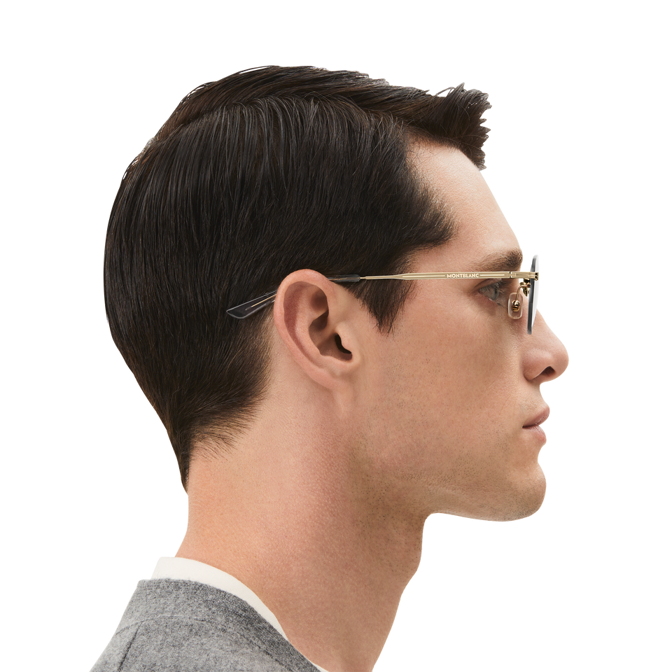 Rectangular Sunglasses with Gold Coloured Metal Frame - 7