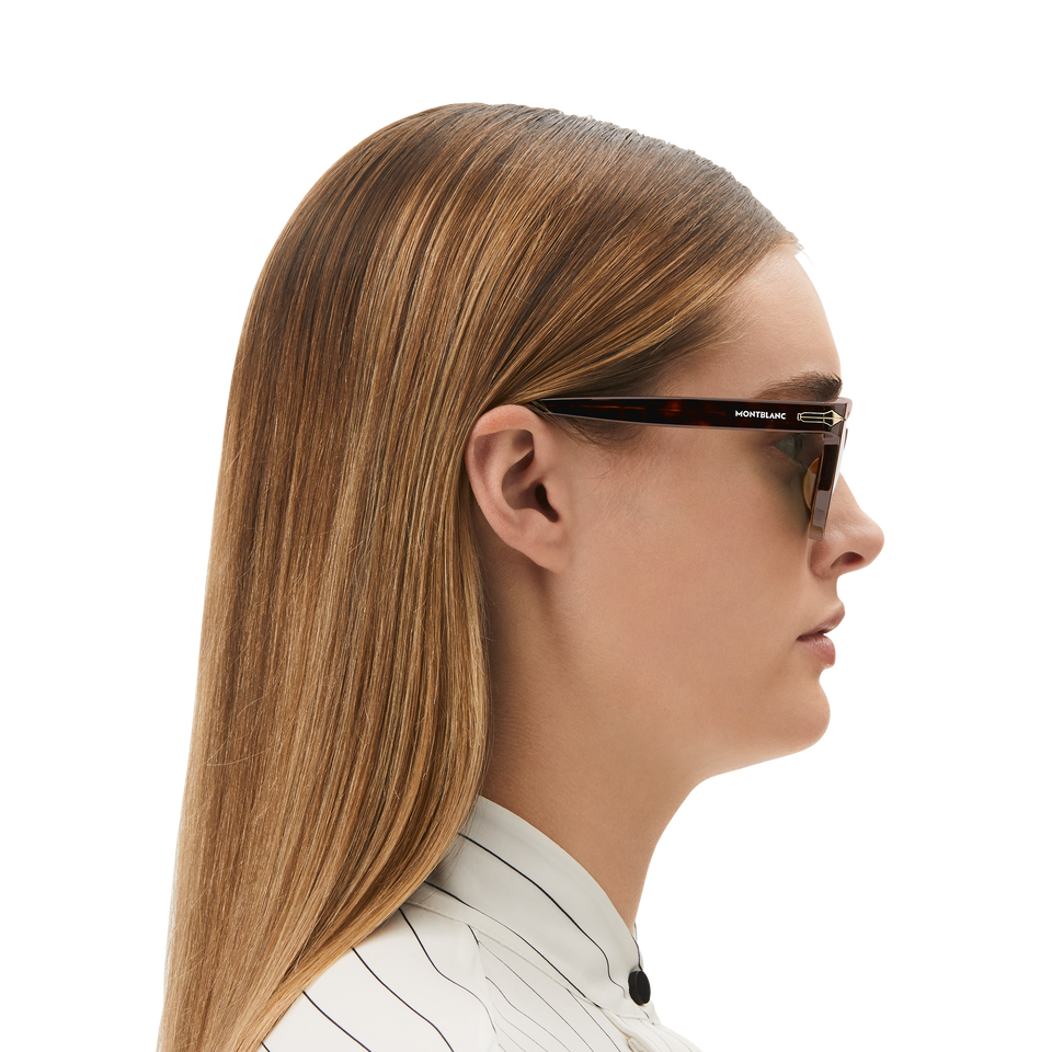 Squared Sunglasses with Havana Coloured Acetate Frame (M) - 4