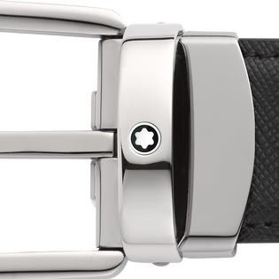 Horseshoe buckle black/blue 30 mm reversible leather belt