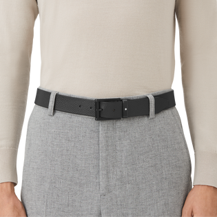 Blue/black 35 mm reversible leather belt
