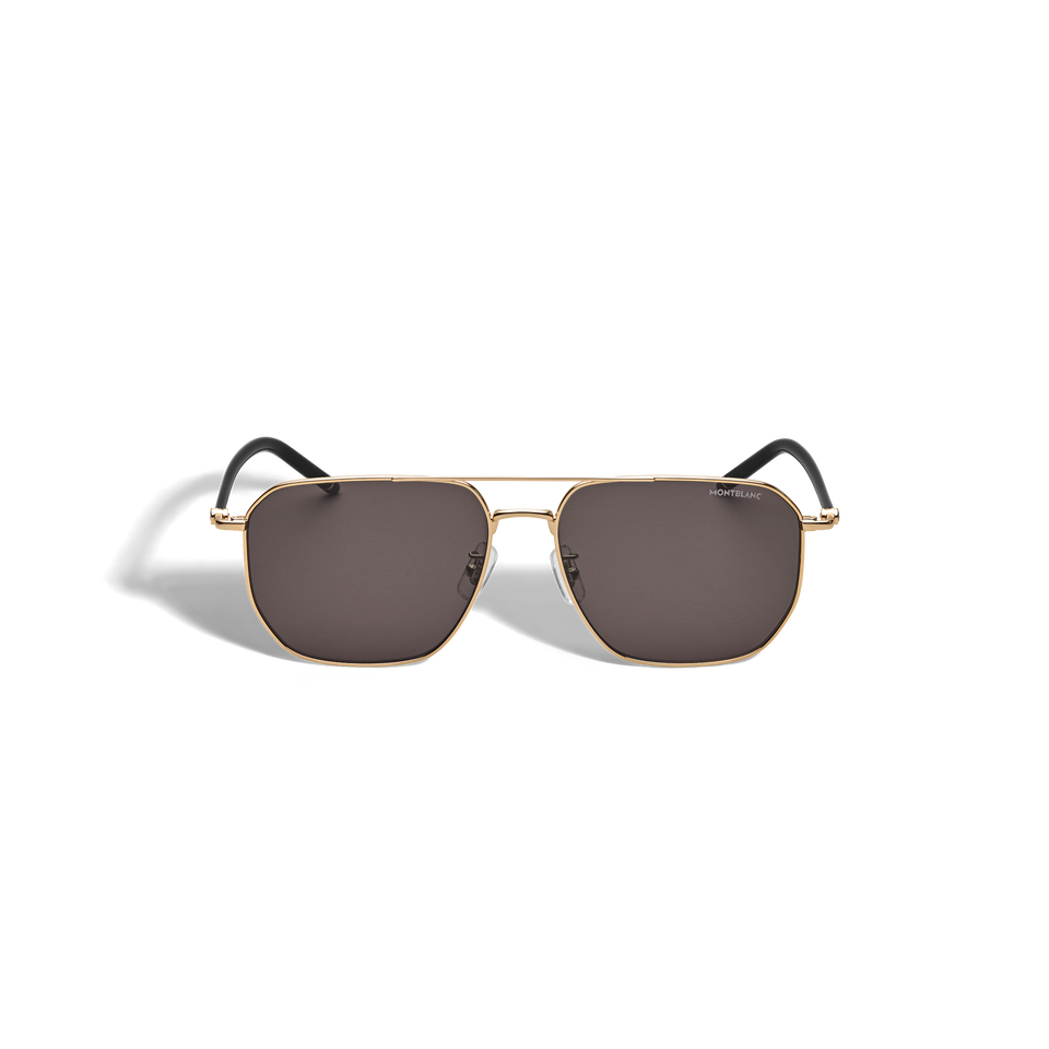 Squared Sunglasses with Gold Coloured Metal Frame  - 1
