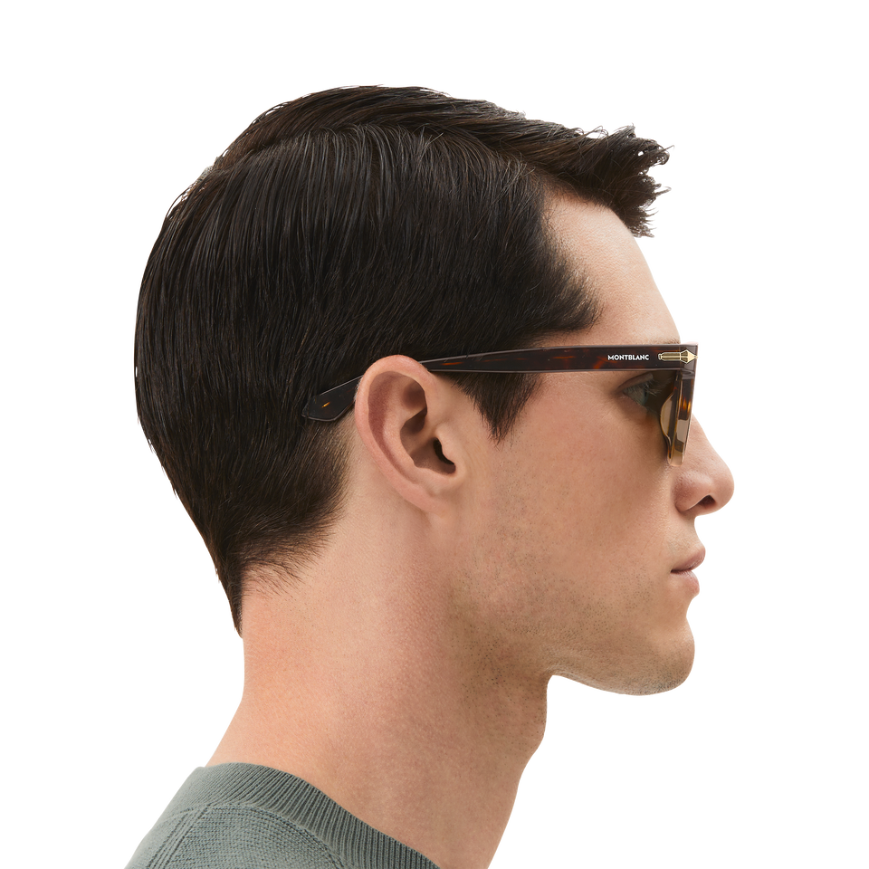 Squared Sunglasses with Havana Coloured Acetate Frame (S) - 5