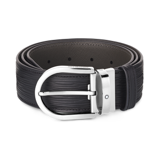 Horseshoe buckle printed black 40 mm leather belt