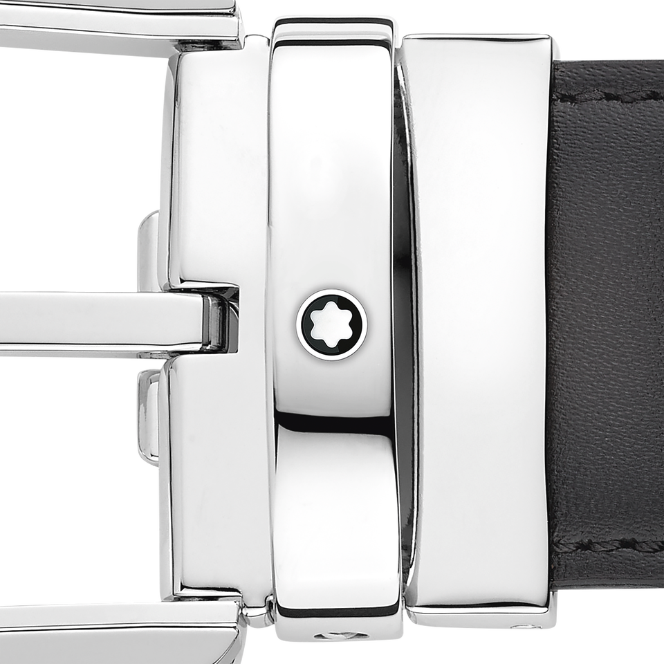 Horseshoe buckle grey 35 mm leather belt - 3