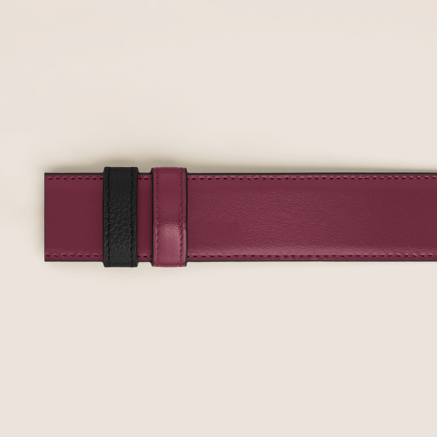 Black/cassis 35mm reversible leather belt - 2