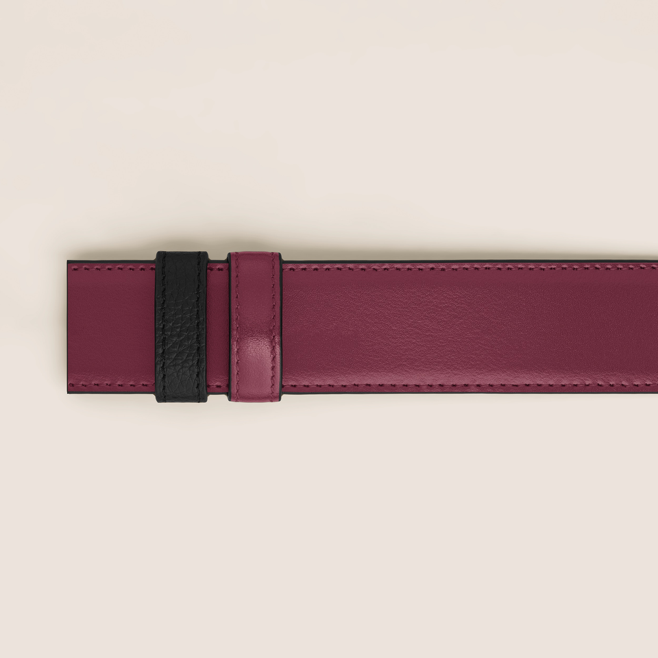 Black/cassis 35mm reversible leather belt - 2