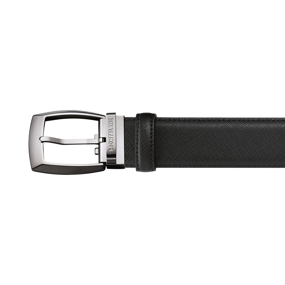 Black 35 mm leather belt - 1