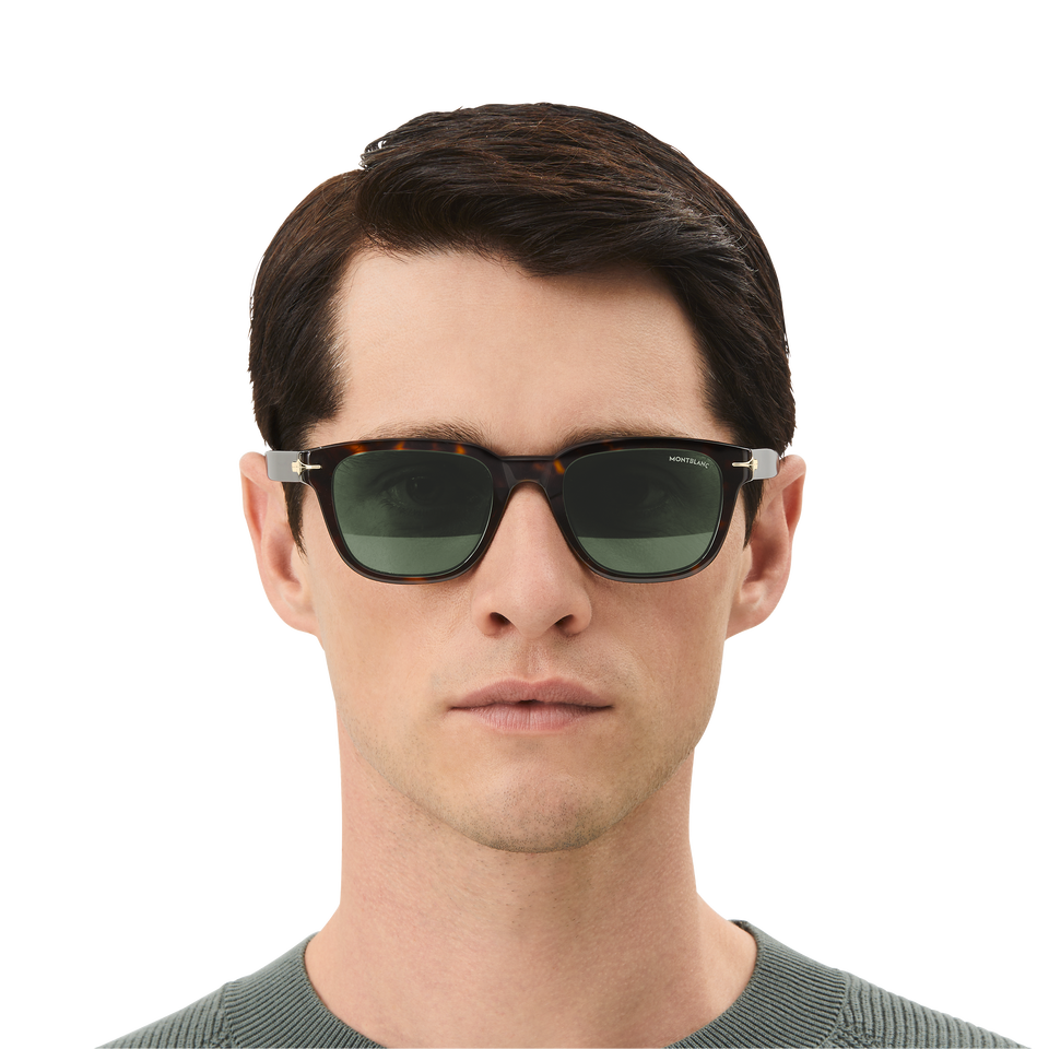 Squared Sunglasses with Havana Coloured Acetate Frame (M) - 5