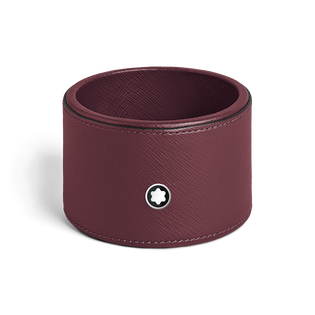 Round Desk tray in Cassis Leather (Medium)