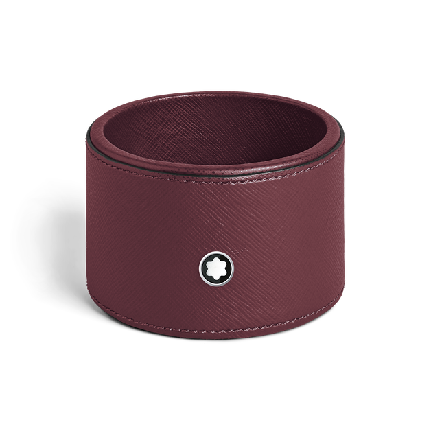 Round Desk tray in Cassis Leather (Medium) - 3
